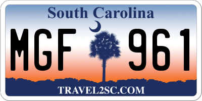 SC license plate MGF961