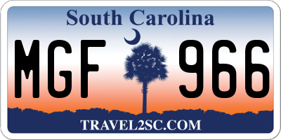 SC license plate MGF966