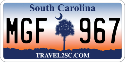 SC license plate MGF967