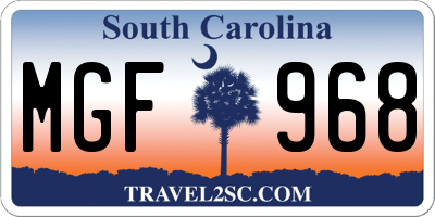 SC license plate MGF968