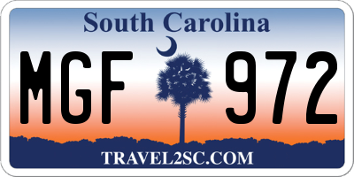 SC license plate MGF972
