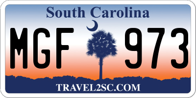 SC license plate MGF973
