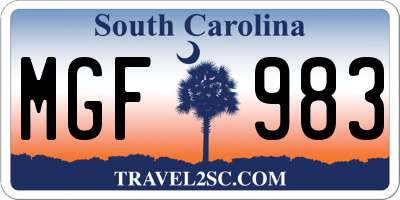 SC license plate MGF983