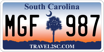 SC license plate MGF987
