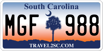 SC license plate MGF988