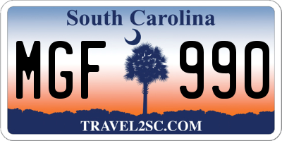 SC license plate MGF990