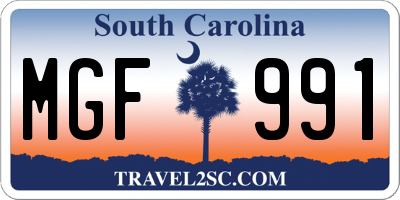 SC license plate MGF991