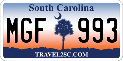 SC license plate MGF993