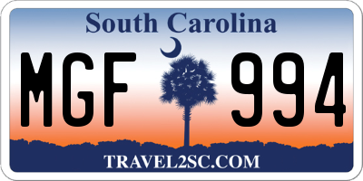 SC license plate MGF994