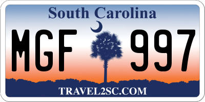 SC license plate MGF997