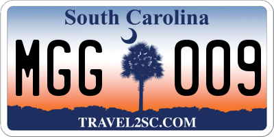 SC license plate MGG009