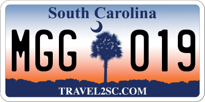 SC license plate MGG019