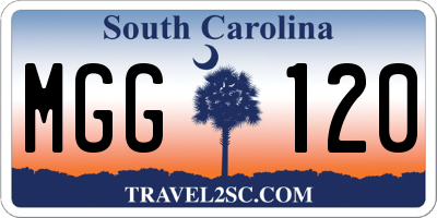 SC license plate MGG120
