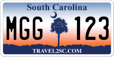 SC license plate MGG123