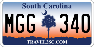 SC license plate MGG340