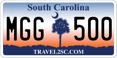 SC license plate MGG500