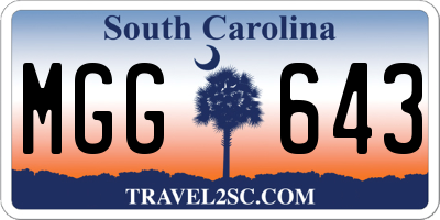 SC license plate MGG643