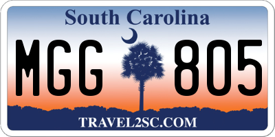 SC license plate MGG805