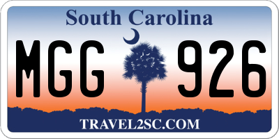 SC license plate MGG926