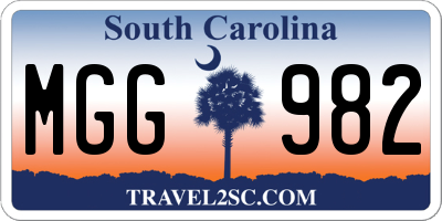 SC license plate MGG982
