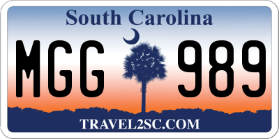 SC license plate MGG989
