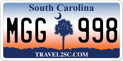 SC license plate MGG998