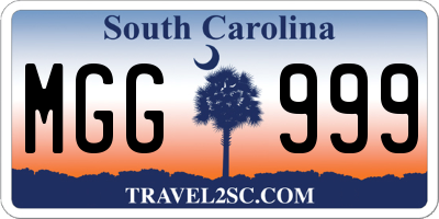 SC license plate MGG999
