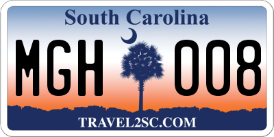 SC license plate MGH008