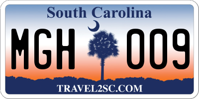 SC license plate MGH009