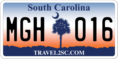 SC license plate MGH016