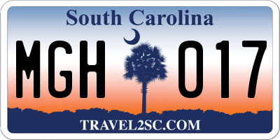 SC license plate MGH017