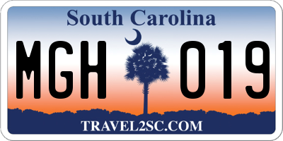 SC license plate MGH019
