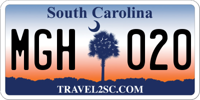 SC license plate MGH020