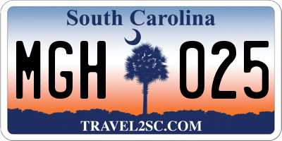 SC license plate MGH025