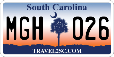 SC license plate MGH026