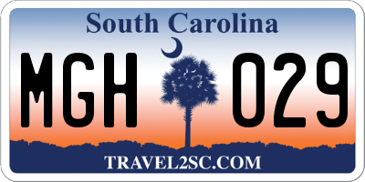 SC license plate MGH029
