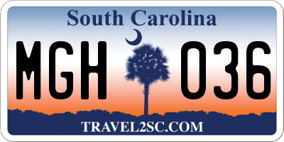 SC license plate MGH036
