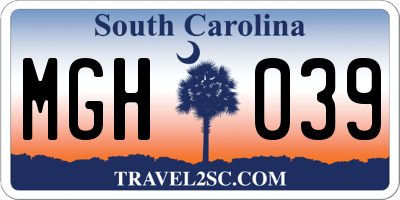 SC license plate MGH039