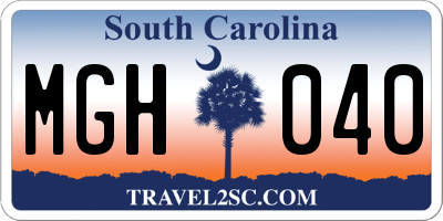 SC license plate MGH040