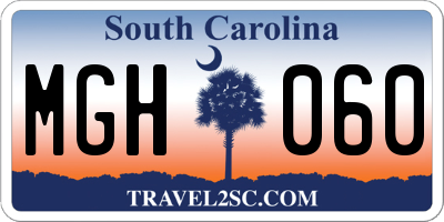 SC license plate MGH060