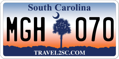 SC license plate MGH070
