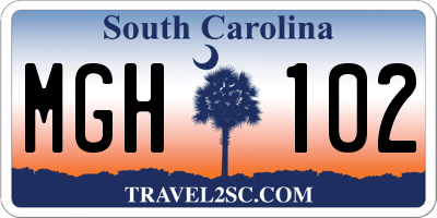 SC license plate MGH102