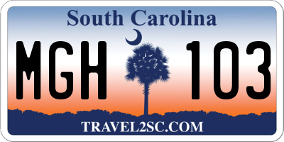 SC license plate MGH103