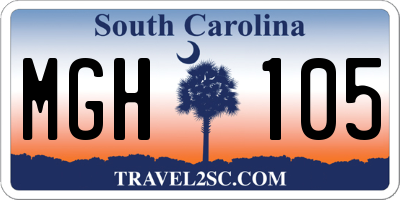 SC license plate MGH105