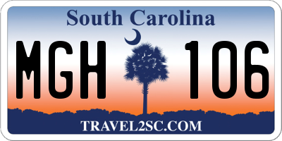 SC license plate MGH106