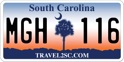 SC license plate MGH116