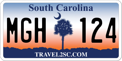 SC license plate MGH124