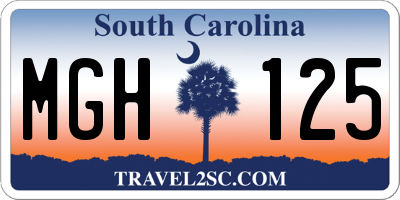 SC license plate MGH125