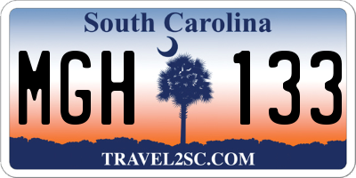 SC license plate MGH133