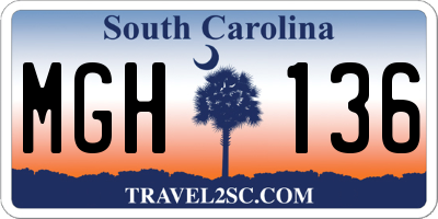 SC license plate MGH136
